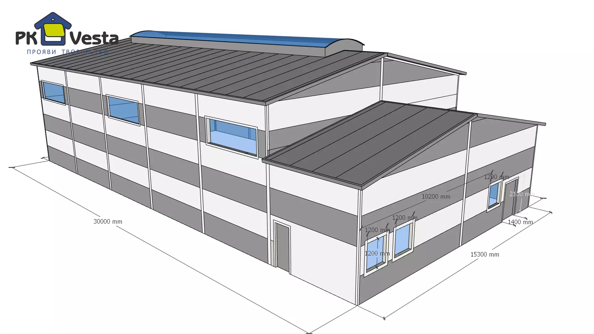 PK VESTA announces an order for a pre-engineered sports hall measuring 15.3W x 30L x 6/4H made of out LGF in Volnovakha, DPR, Russia