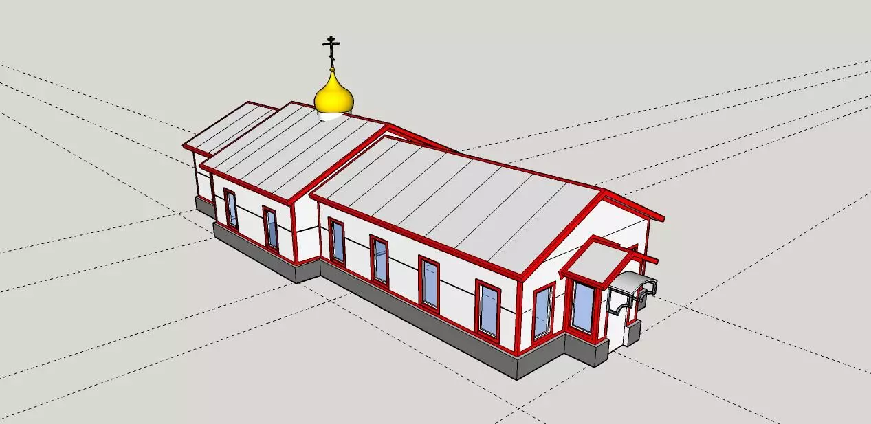 77. Prefabricated church 8 х 20 х 4 in Novosibirsk, Russia